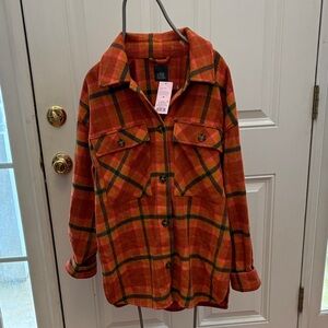 Flannel Wild Fable Orange and Pink Plaid Shirt Jacket